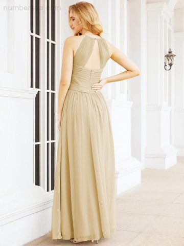 Baoleely Sleeveless Bridesmaid Dresses Long Prom Gown Zipper with Keyhole Back 28056