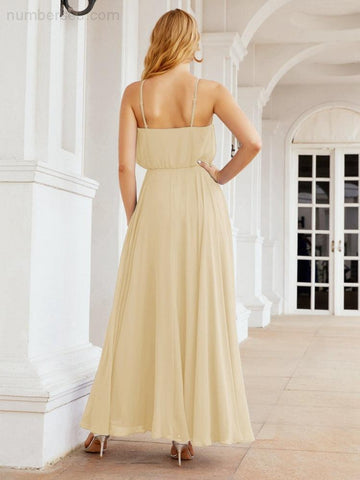 Vestido largo de dama de honor Baoleely con cuello halter, corte A, estilo formal, para jóvenes, modelo 28029