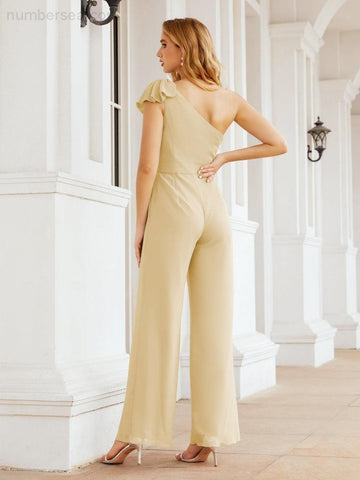 Baoleely Women's One Shoulder Long Jumpsuit Formal Evening Dress Long Bridesmaid Dresses Pants Wedding Party 28034