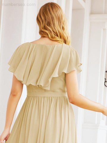 Vestidos de dama de honor con mangas abullonadas para fiesta formal de noche y graduación 28044 