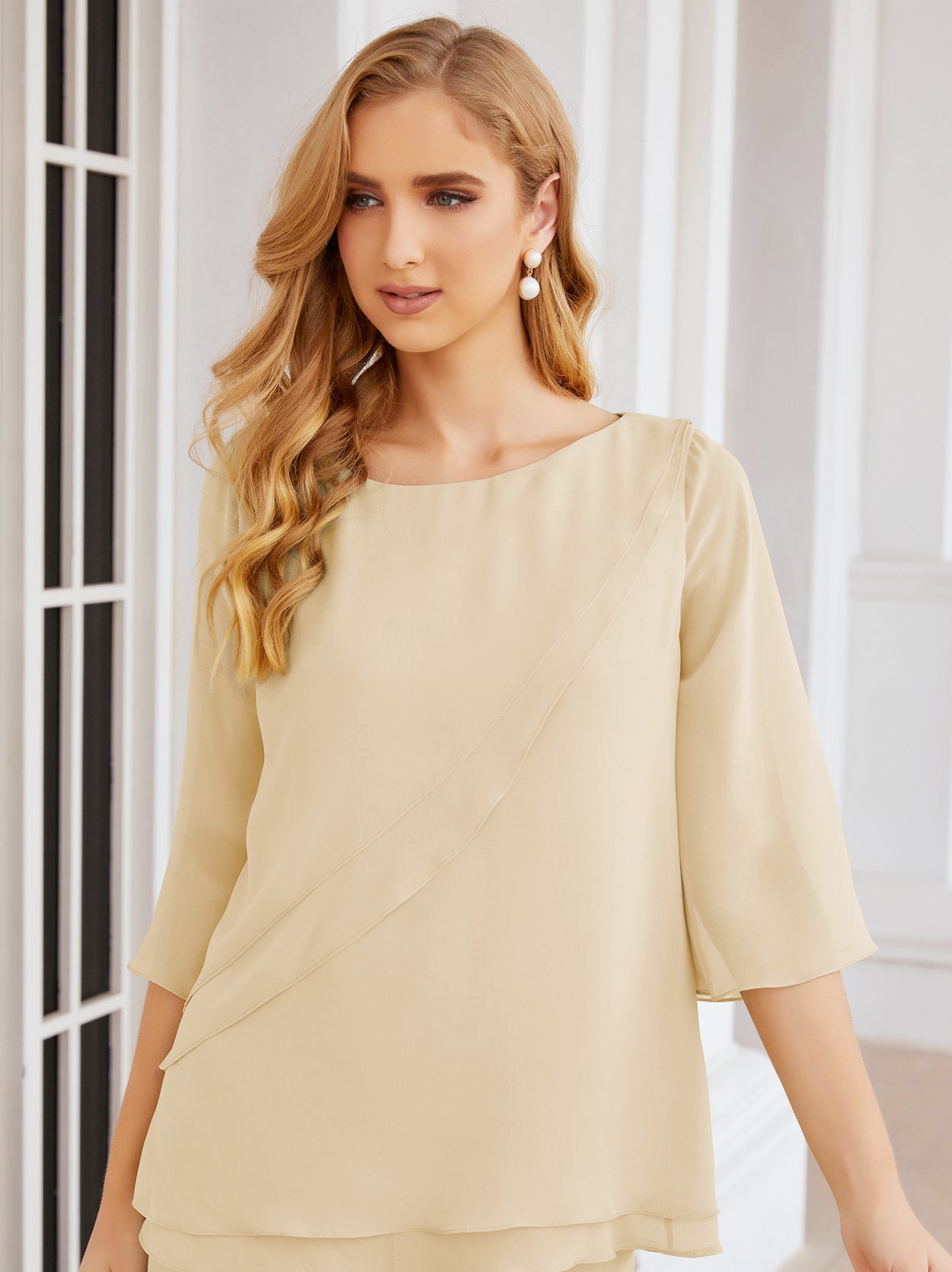 Baoleely Élégante robe mère de la mariée 2 pièces, grande taille, pantalon, volants, couches argentées, peignoir 28064