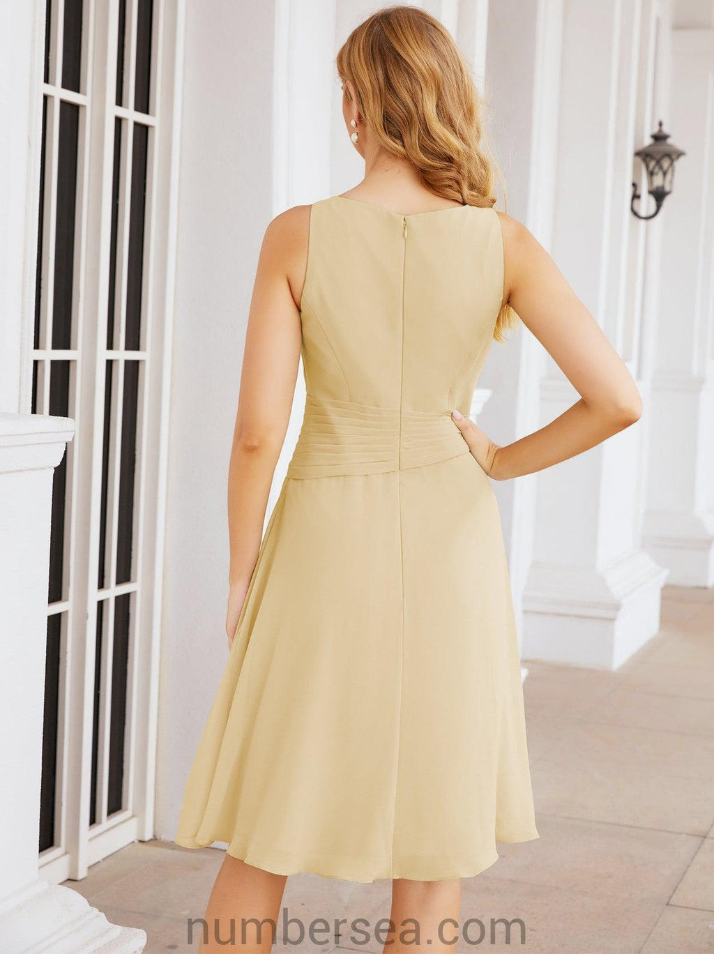 Vestidos de la madre de la novia de Sunderly, vestido de graduación, vestido plisado informal SY28065