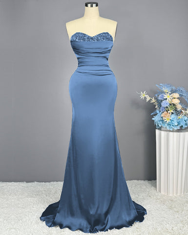 Sleeveless Mermaid Long Prom Gown with Sequined Sweetheart