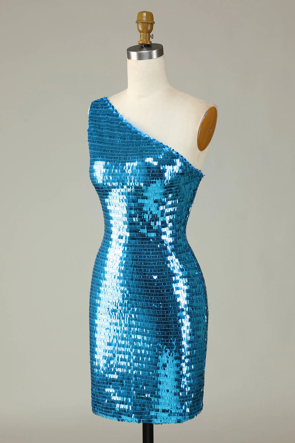 Robe fourreau asymétrique à sequins courte pour le bal de promo