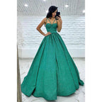 Vestido de fiesta brillante con tirantes finos y bolsillos para mujer 