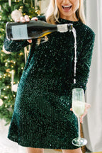 Robe courte à manches longues en velours à sequins City Lights 