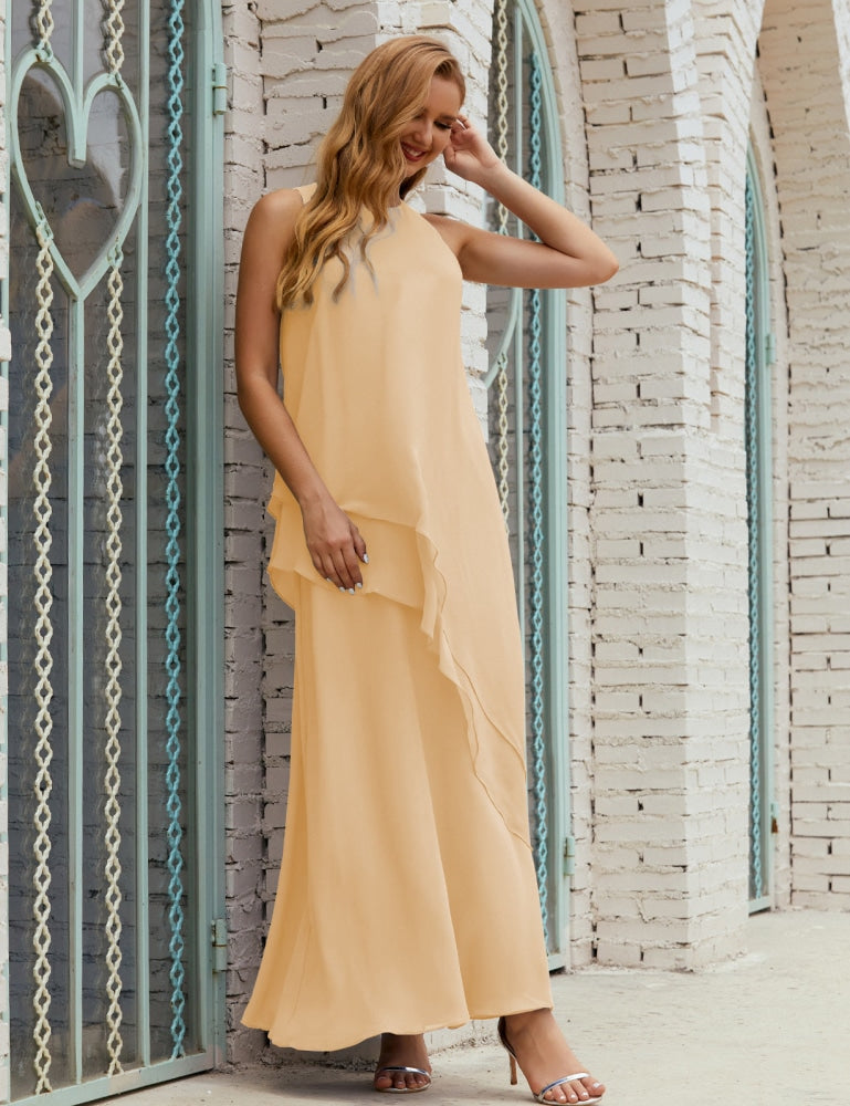Vestido largo de gasa de talla grande para la madre de la novia, vestido de gala para dama de honor, vestido de graduación SY28019
