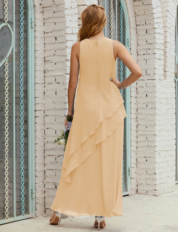 Vestido largo de gasa de talla grande para la madre de la novia, vestido de gala para dama de honor, vestido de graduación SY28019