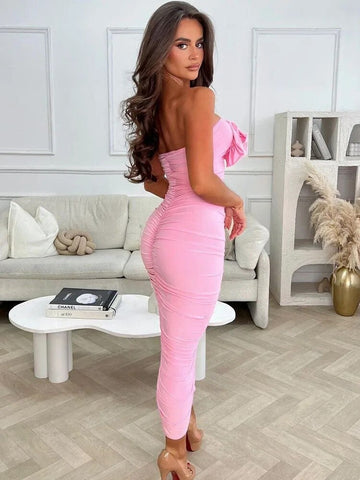 Robe moulante TARUXY à fleurs, épaules dénudées, dos nu, sexy, fourreau, idéale pour la plage, les vacances ou une soirée. 