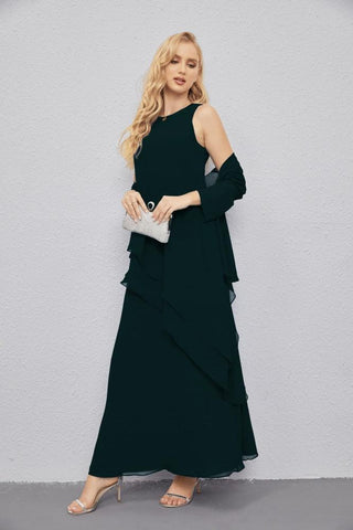 Vestidos de madre de la novia con cárdigan ligero abierto al frente, vestido formal de fiesta 28081 