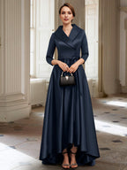 Vestidos de corte princesa/línea A para la madre de la novia, de manga larga, con bolsillos y cinturón. 