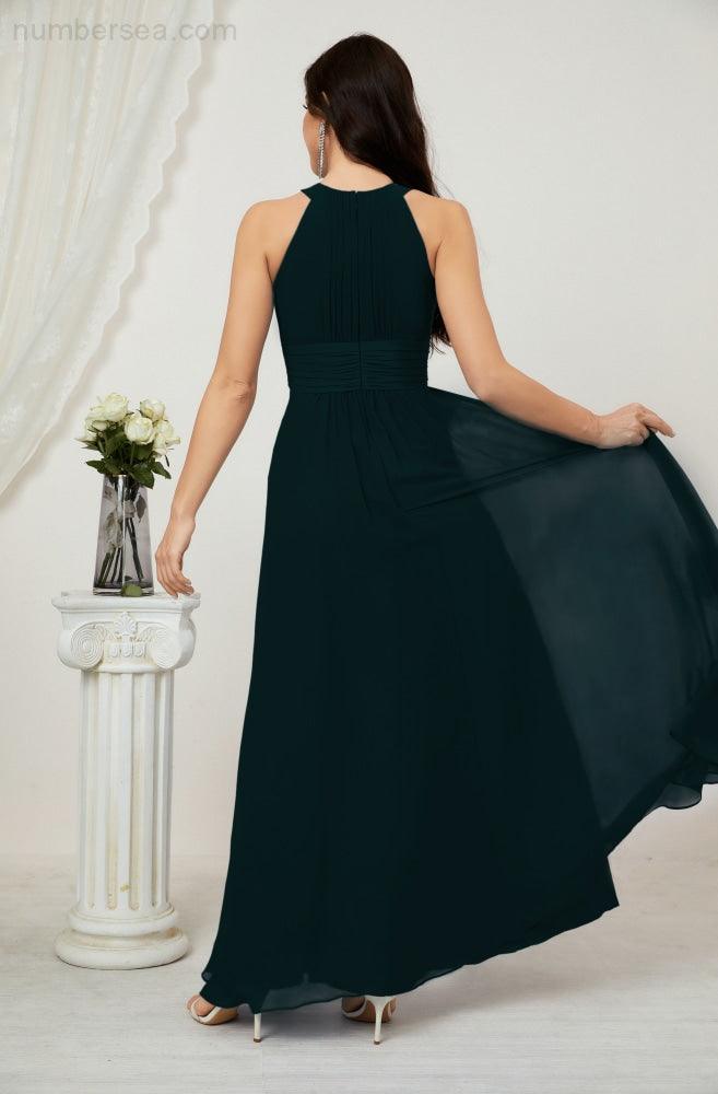 Robe de soirée formelle Baoleely en mousseline de soie, col licou, longue, sans manches, robe de demoiselle d'honneur 2802 