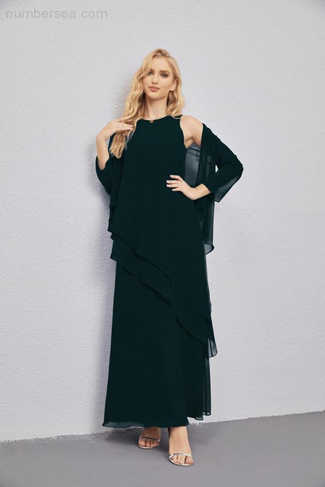 Vestidos de madre de la novia con cárdigan ligero abierto al frente, vestido formal de fiesta 28081 