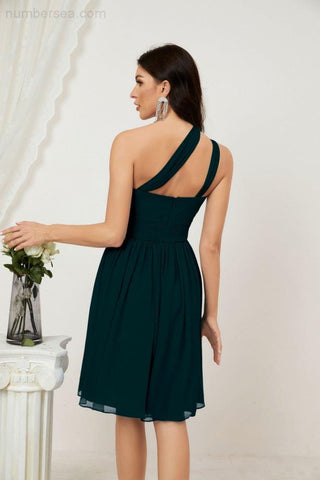 Vestido corto de gasa con un solo hombro para dama de honor de mujer Baoleely, ideal para fiestas y eventos formales como el baile de bienvenida (modelo 2804).