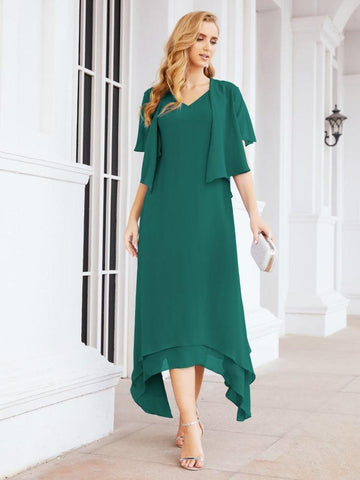 Vestido de fiesta formal de dos piezas corte A para la madre de la novia Sunderly SY28073