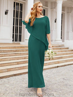 Vestido largo de fiesta formal Sunderly para la madre de la novia con capa de volantes SY28026
