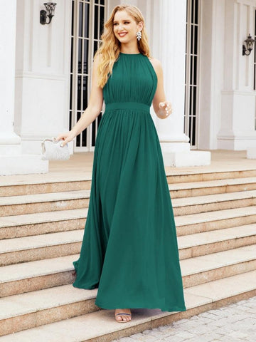 Baoleely Halter Bridesmaid Dress Empire Waist Formal Evening Prom Gown for Mother of The Bride 28030