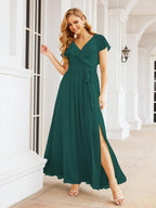 Bridesmaid Dresses with Flutter Sleeves Formal Evening Party Prom Gowns 28044