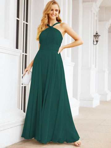 Baoleely Crisscross Halter Bridesmaid Dresses for Party Wedding Evening Prom Maxi Ball Gowns 28053