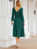 Robe de demoiselle d'honneur dos nu en V avec ceinture à la taille - Mère de la mariée - Invitée au mariage SY28031