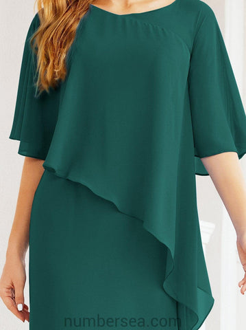 Vestido largo de fiesta formal Sunderly para la madre de la novia con capa de volantes SY28026