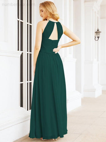 Baoleely Sleeveless Bridesmaid Dresses Long Prom Gown Zipper with Keyhole Back 28056