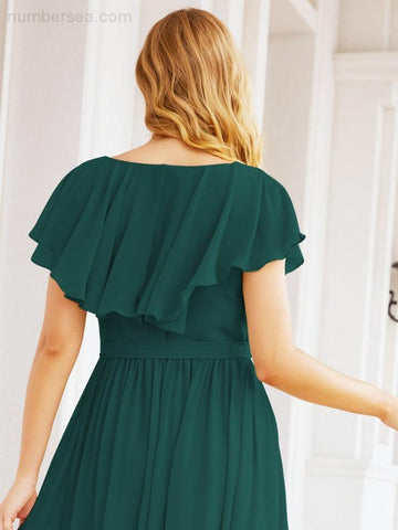 Vestidos de dama de honor con mangas abullonadas para fiesta formal de noche y graduación 28044 