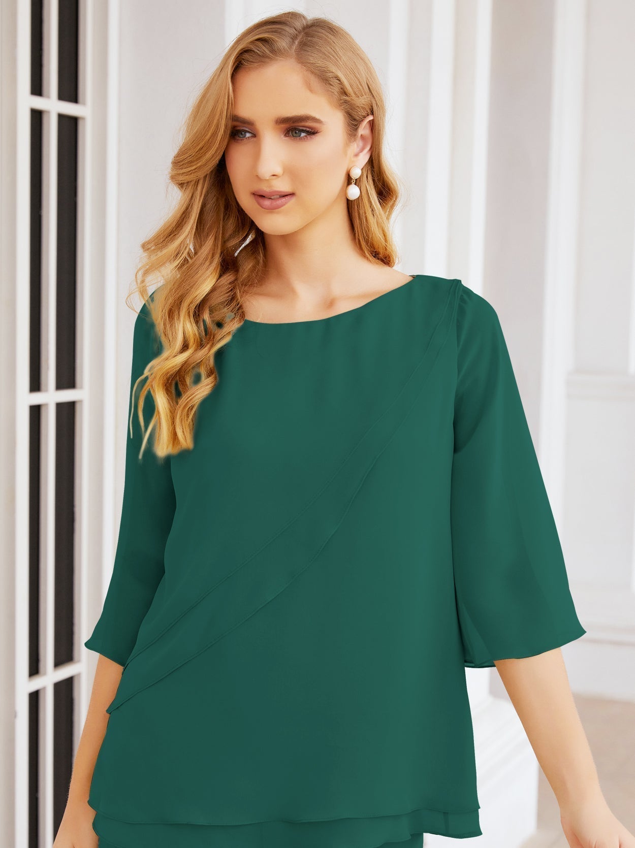 Baoleely Élégante robe mère de la mariée 2 pièces, grande taille, pantalon, volants, couches argentées, peignoir 28064