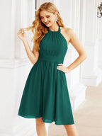Robe de demoiselle d'honneur courte en mousseline de soie, dos nu, sans manches, robe de soirée formelle, dos nu, Baoleely 28023 