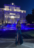 Vestido de noche largo verde único, vestido de noche verde Y4112