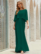 Vestido de dama de honor Sunderly para mujer, manga larga, cuello en V, de gasa, vestido formal de fiesta de boda SY28018