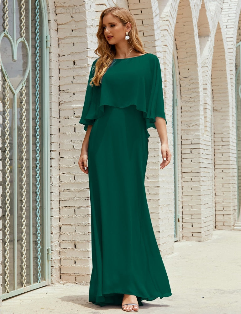 Vestido de dama de honor Sunderly para mujer, manga larga, cuello en V, de gasa, vestido formal de fiesta de boda SY28018