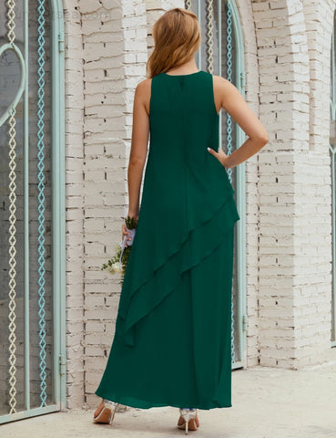 Vestido largo de gasa de talla grande para la madre de la novia, vestido de gala para dama de honor, vestido de graduación SY28019