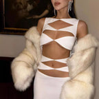Robe bandage chic deux pièces ajourée pour tapis rouge