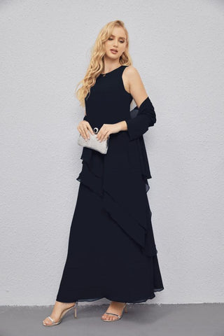 Vestidos de madre de la novia con cárdigan ligero abierto al frente, vestido formal de fiesta 28081 