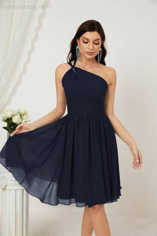 Vestido corto de gasa con un solo hombro para dama de honor de mujer Baoleely, ideal para fiestas y eventos formales como el baile de bienvenida (modelo 2804).