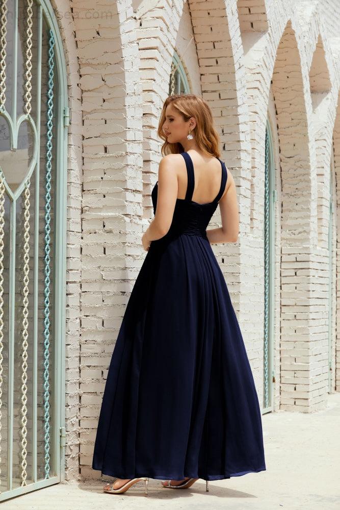 Vestidos de dama de honor con cuello halter, vestido formal de cóctel o de fiesta 28015 