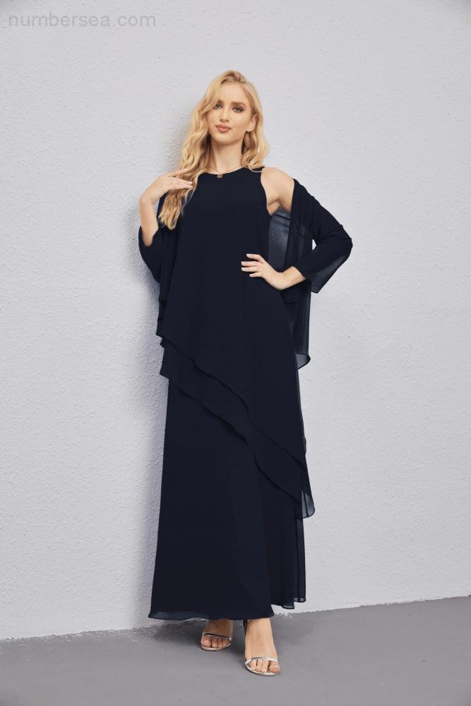 Vestidos de madre de la novia con cárdigan ligero abierto al frente, vestido formal de fiesta 28081 