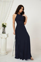 Robe de soirée formelle Baoleely en mousseline de soie, col licou, longue, sans manches, robe de demoiselle d'honneur 2802 