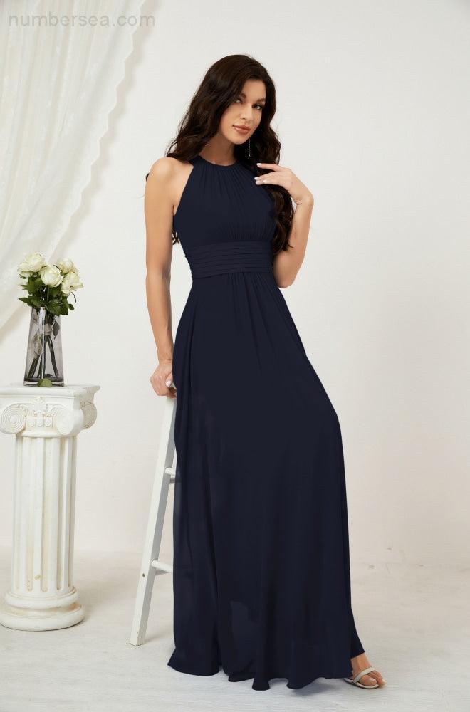 Robe de soirée formelle Baoleely en mousseline de soie, col licou, longue, sans manches, robe de demoiselle d'honneur 2802 