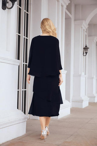 Vestido de fiesta formal de dos piezas corte A para la madre de la novia Sunderly SY28072