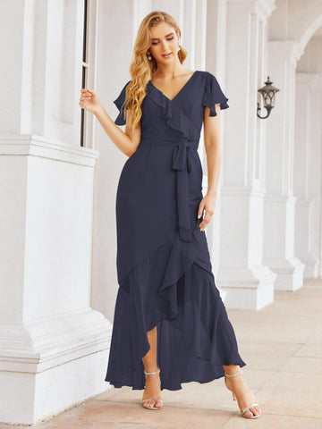 Vestidos de dama de honor Baoleely con volantes, estilo sirena, para fiestas formales, vestidos de noche, bailes de graduación y vestidos de violín 28042