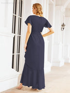 Baoleely Ruffled Bridesmaid Dresses Mermaid Formal Violin Evening Party Prom Gowns 28042
