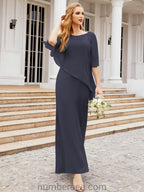 Vestido largo de fiesta formal Sunderly para la madre de la novia con capa de volantes SY28026