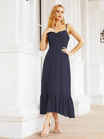 Baoleely Blackless Strap Bridesmaid Dress Ankle Length 28028