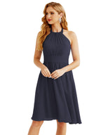 Robe de demoiselle d'honneur courte en mousseline de soie, dos nu, sans manches, robe de soirée formelle, dos nu, Baoleely 28023 