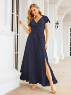 Bridesmaid Dresses with Flutter Sleeves Formal Evening Party Prom Gowns 28044