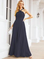 Baoleely Crisscross Halter Bridesmaid Dresses for Party Wedding Evening Prom Maxi Ball Gowns 28053