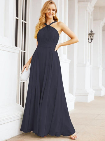 Baoleely Crisscross Halter Bridesmaid Dresses for Party Wedding Evening Prom Maxi Ball Gowns 28053