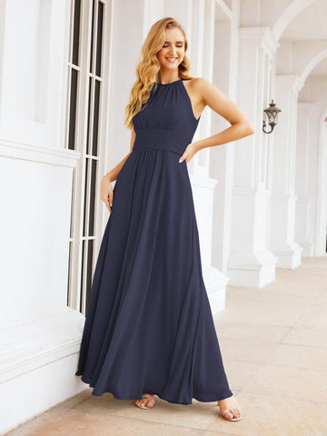 Vestidos de dama de honor Baoleely con escote tipo ojo de cerradura, sin mangas, para fiestas formales de noche y graduación 28043